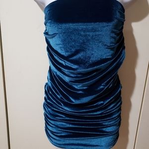 Missguided size 2 blue velvetish dress